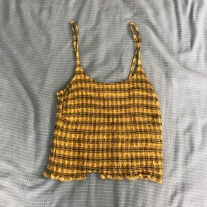 yellow and black plaid hollister crop top